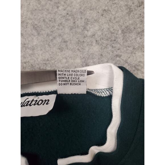 Women's Speculation Small Green Fall Leaf Embroidered Button Up Sweatshirt - Picture 5 of 8